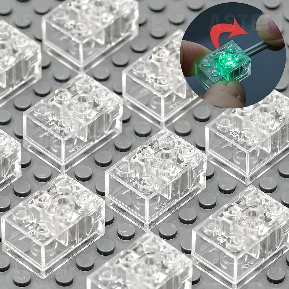 2x3 Light-Up Bricks, Green, 6 Pieces — view 2