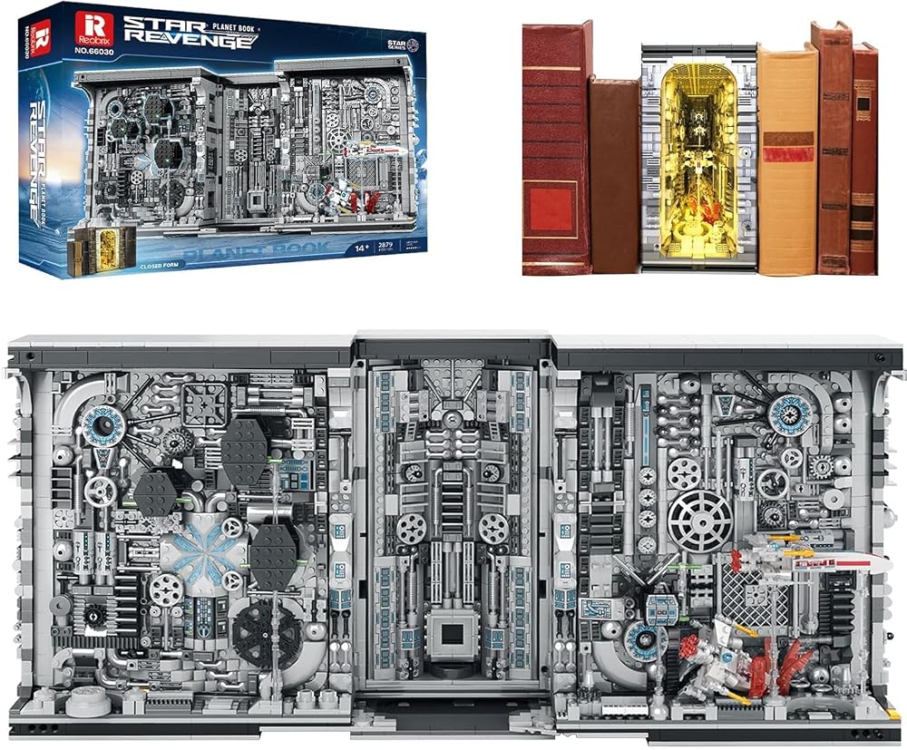 Space Bookend Build with Lamp, 3058 Pieces